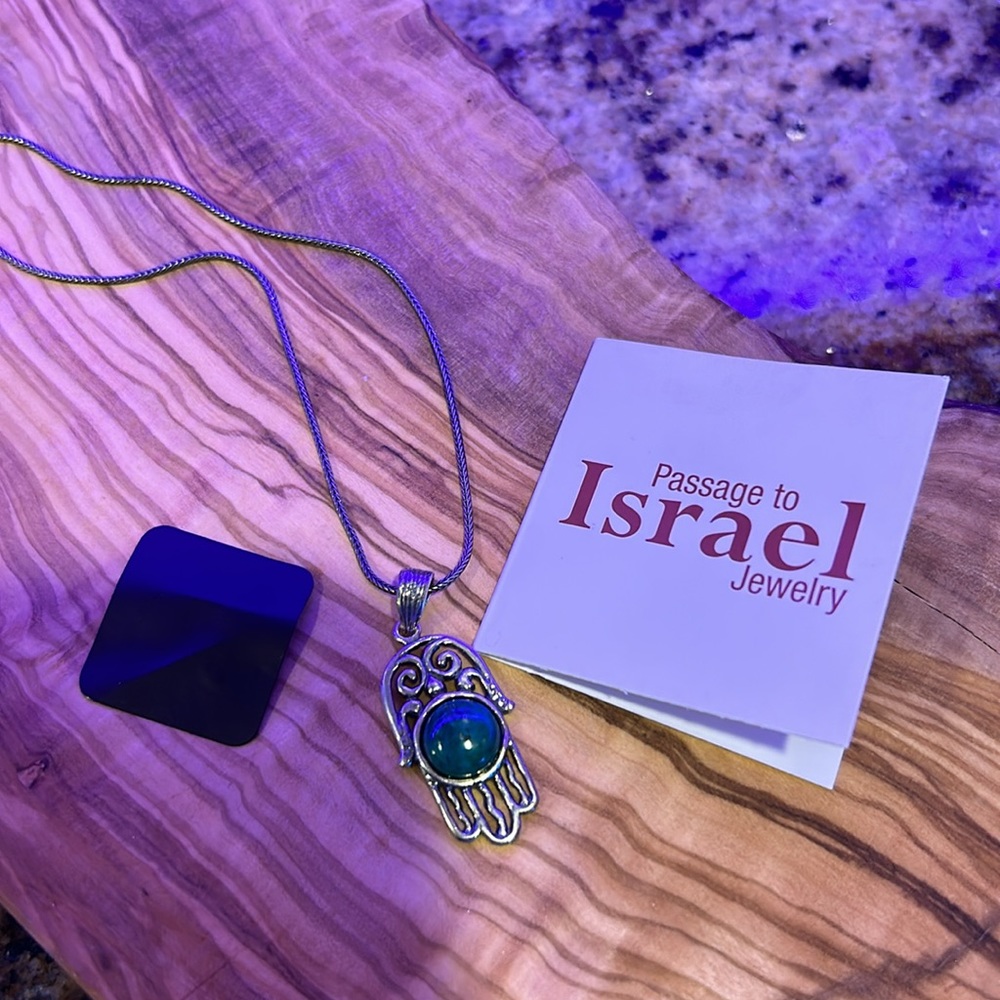 Necklace Passage to Israel 925 Silver Necklace with Green Stone, New with papers - Picture 5 of 9